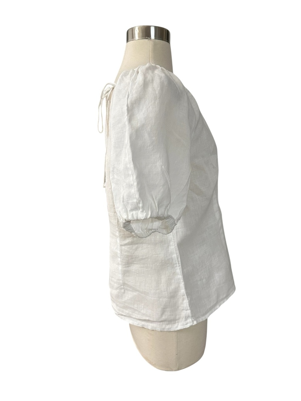 J. Crew White Puff-Sleeve Tie-Neck Blouse - Picture 8 of 13